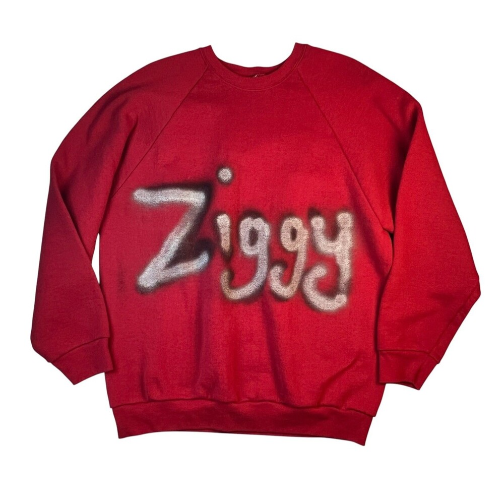 Fruit of the Loom Unisex Adult Red Ziggy Sweatshirt  Size L  Spray Painted